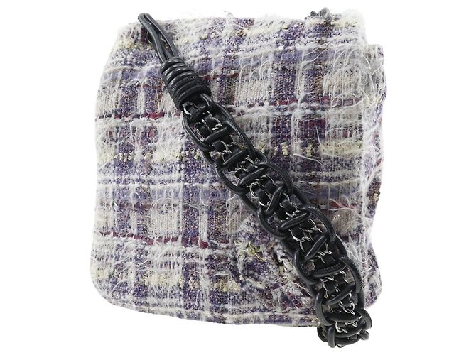 Borsa a spalla in tweed viola Chanel Porpora - vista 2