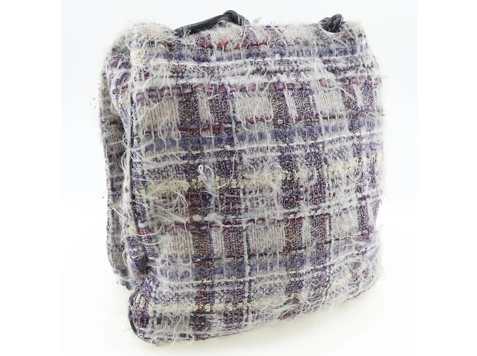 Borsa a spalla in tweed viola Chanel Porpora - vista 3