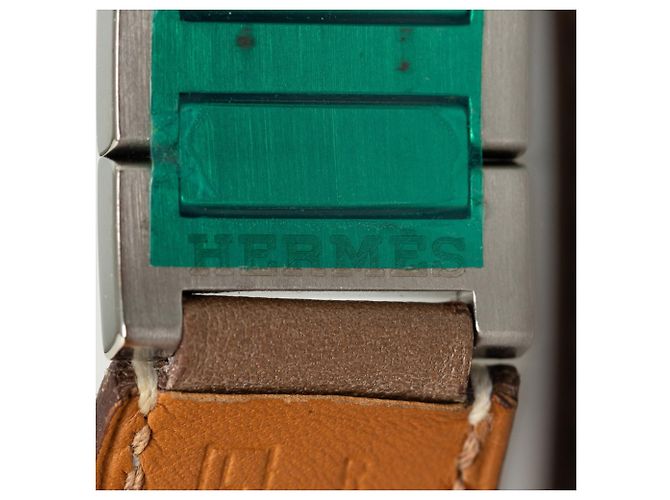 Hermès Bracciale in pelle marrone e metallo con charm Hermes - vista 4