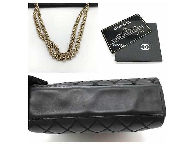 Bolsa tote de couro preto Chanel - vista 5