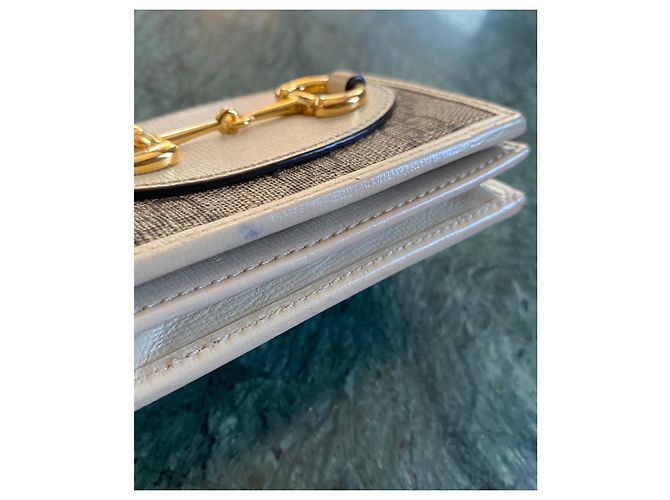 Billetera compacta Gucci Horsebit 1955 GG Supreme Cuero Blanco - vista 12