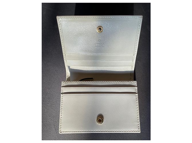 Billetera compacta Gucci Horsebit 1955 GG Supreme Cuero Blanco - vista 6