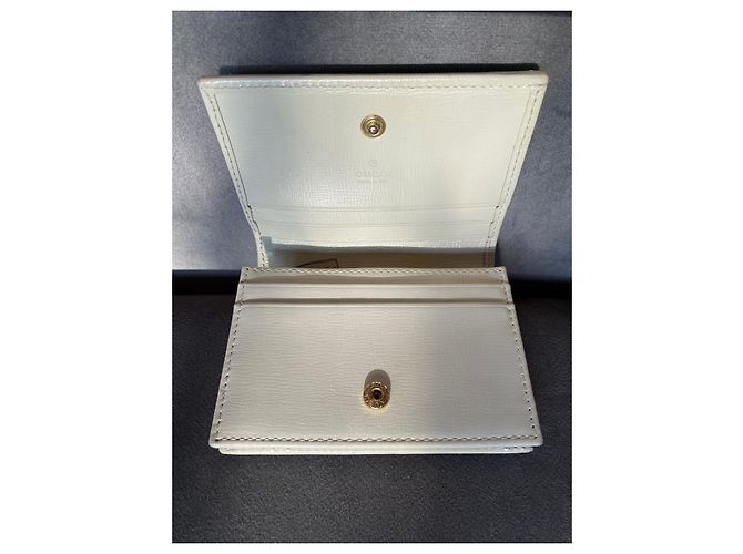Billetera compacta Gucci Horsebit 1955 GG Supreme Cuero Blanco - vista 7