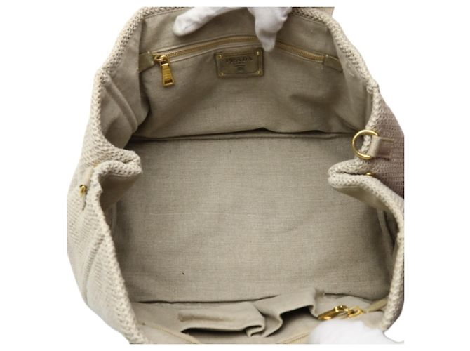 Borsa tote in tela beige Prada - vista 12