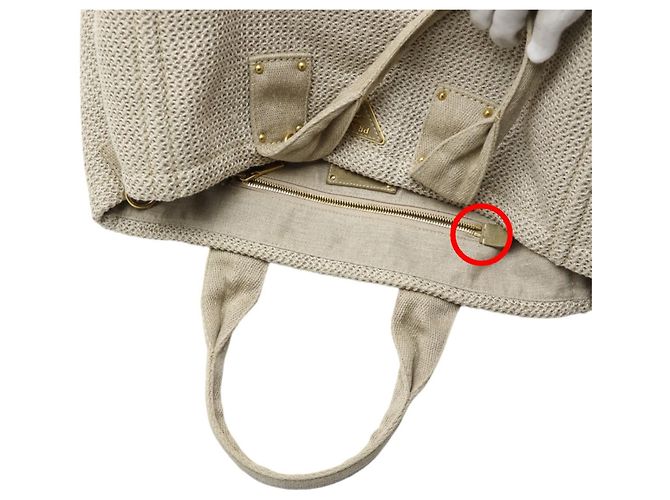 Borsa tote in tela beige Prada - vista 19