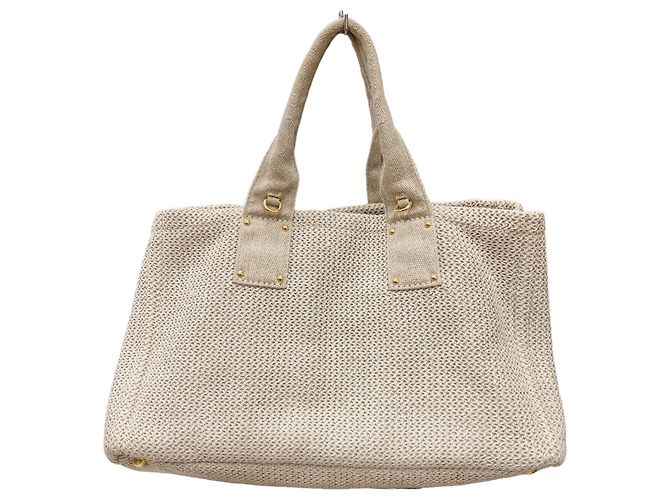 Borsa tote in tela beige Prada - vista 2