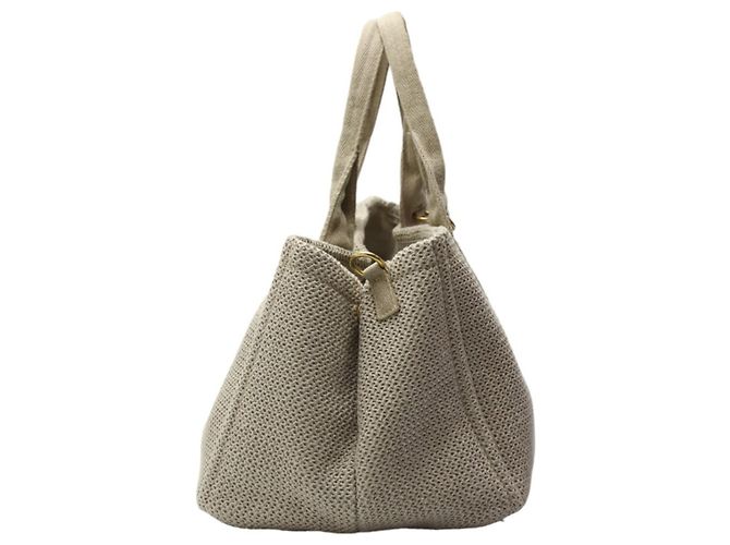 Borsa tote in tela beige Prada - vista 4