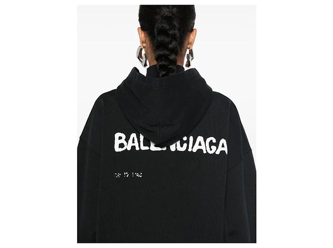Balenciaga Sudadera de algodón con logo negro - vista 8