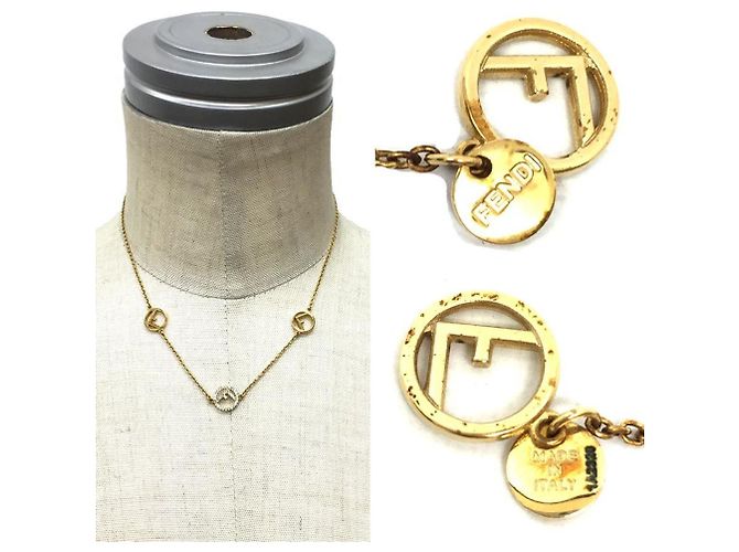Collana Fendi FF F Blu e Oro con Strass D'oro - vista 3