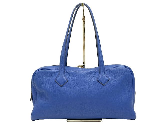 Hermès Borsa tote Hermes Victoria 38 Blu - vista 3