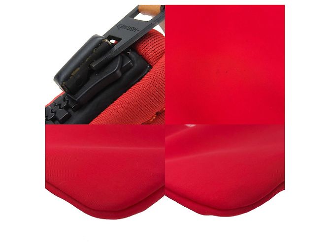 Hermès Clutch in nylon rosso Hermes Kara - vista 5