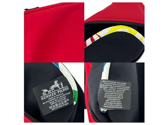 Hermès Clutch in nylon rosso Hermes Kara - vista 7