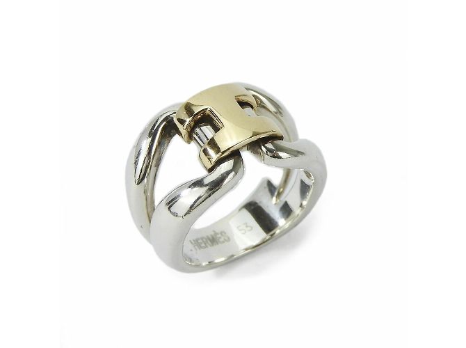 Ring Hermès Storia dell'Anello Hermes 53 Argento 925 K18YG - vista 11
