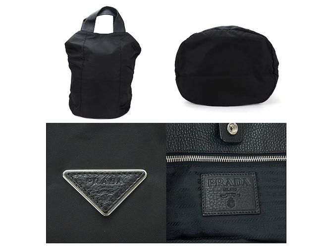 Borsa tote in nylon nero Prada - vista 4