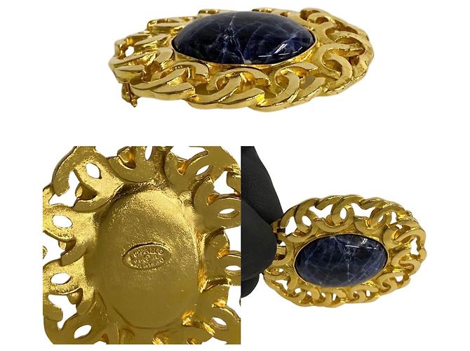 Chanel Coco Mark Motiv Farbstein Brosche Golden - Ansicht 2