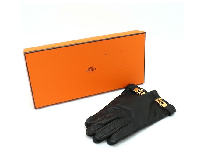 Hermès Gants en cuir Hermes Kelly Noir - vue 6