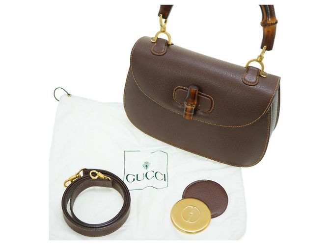 Borsa a Spalla Gucci Bamboo Marrone - vista 2