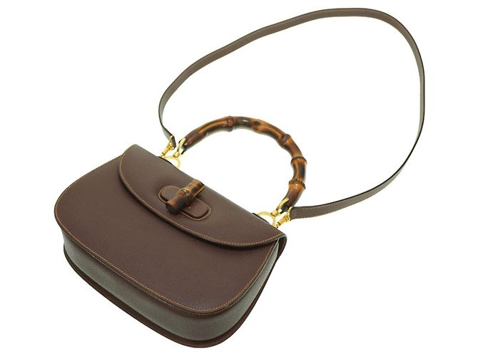 Borsa a Spalla Gucci Bamboo Marrone - vista 4