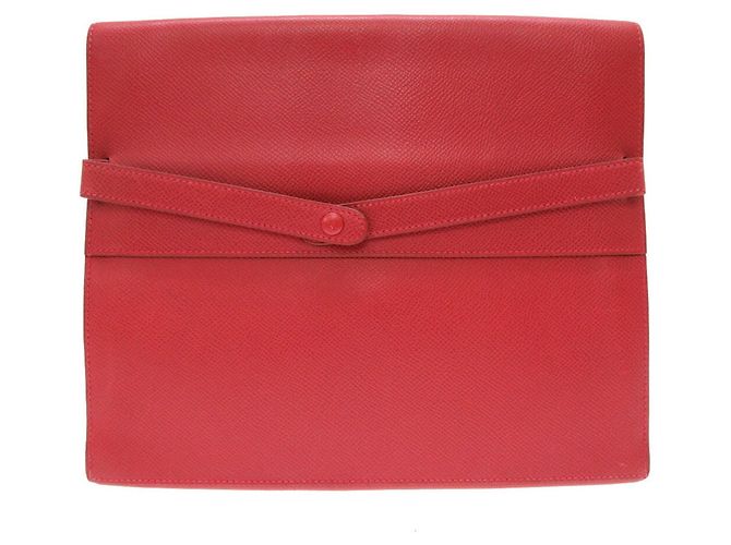 Borsa a mano rossa Hermès Couchevel Rosso - vista 2