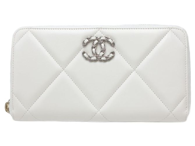 Portafoglio lungo matelassé CC Mark con zip rotonda Chanel 19 Bianco - vista 10