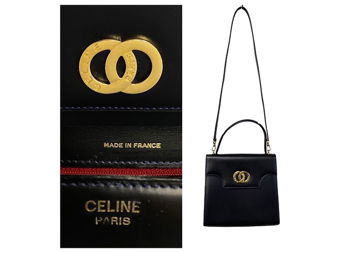 Céline Borsa a mano 2 in 1 in pelle di vitello blu navy Celine - vista 4