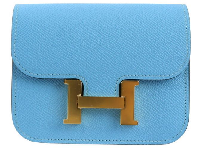 Pochette Constance Vaux Epson Celeste di Hermès Blu chiaro - vista 2