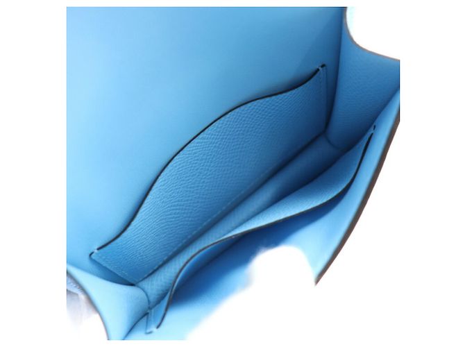 Pochette Constance Vaux Epson Celeste di Hermès Blu chiaro - vista 7