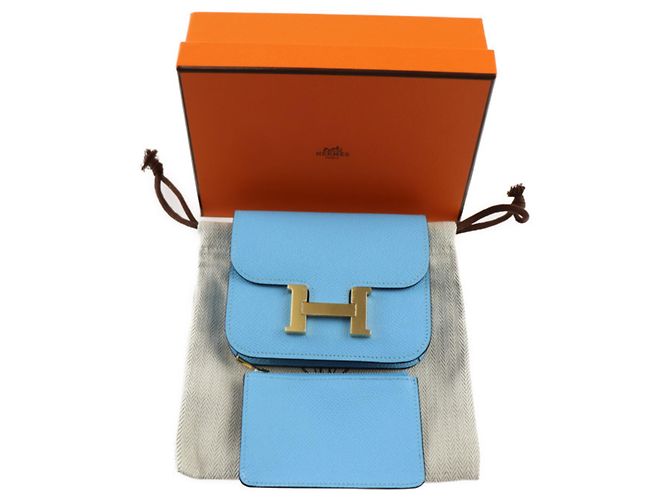 Pochette Constance Vaux Epson Celeste di Hermès Blu chiaro - vista 9