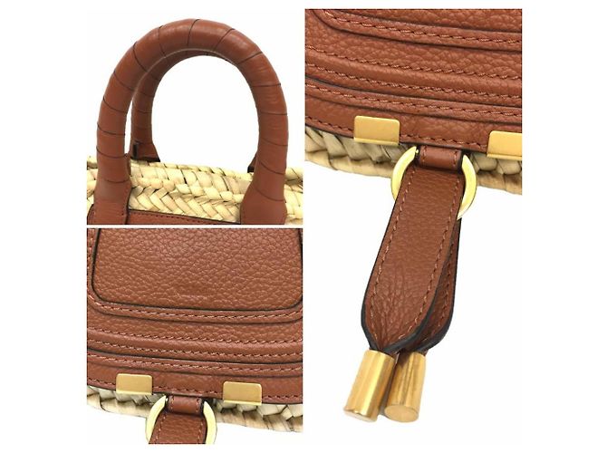 Chloé Marcie Handbraid Raffia and Leather Basket Bag - view 3