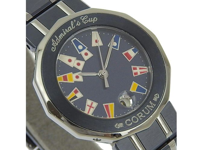 Corum Admiral's Cup Damenuhr Silber Marineblau - Ansicht 3