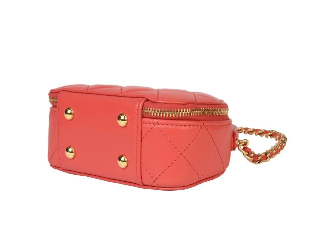 Borsa a spalla Chanel Matelassé in pelle di agnello rossa Rosso - vista 4