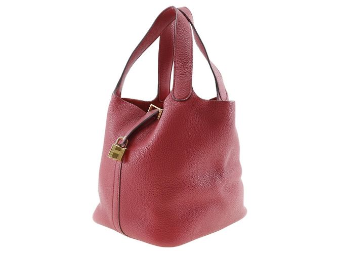 Hermès Borsa Hermes Picotin in pelle Taurillon Clemence rossa Rosso - vista 2