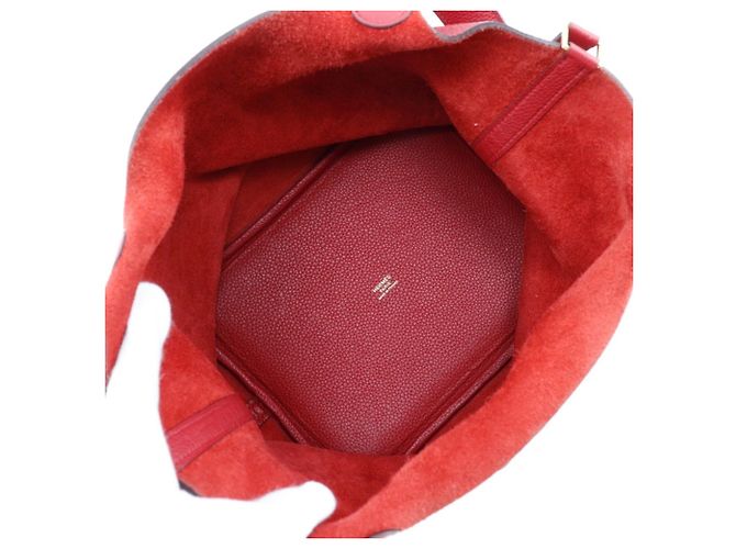 Hermès Borsa Hermes Picotin in pelle Taurillon Clemence rossa Rosso - vista 6
