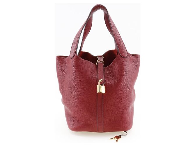 Hermès Borsa Hermes Picotin in pelle Taurillon Clemence rossa Rosso - vista 9