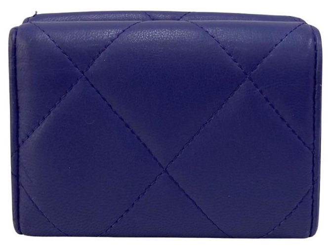 Cartera trifold de piel de cordero acolchada Chanel 19 Púrpura - vista 3