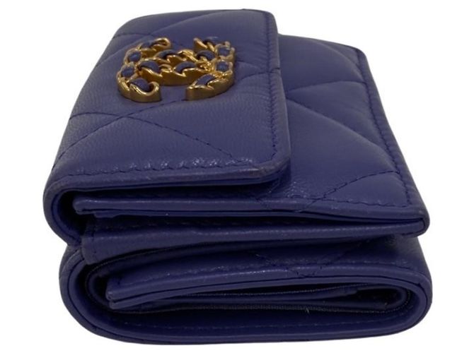 Cartera trifold de piel de cordero acolchada Chanel 19 Púrpura - vista 4