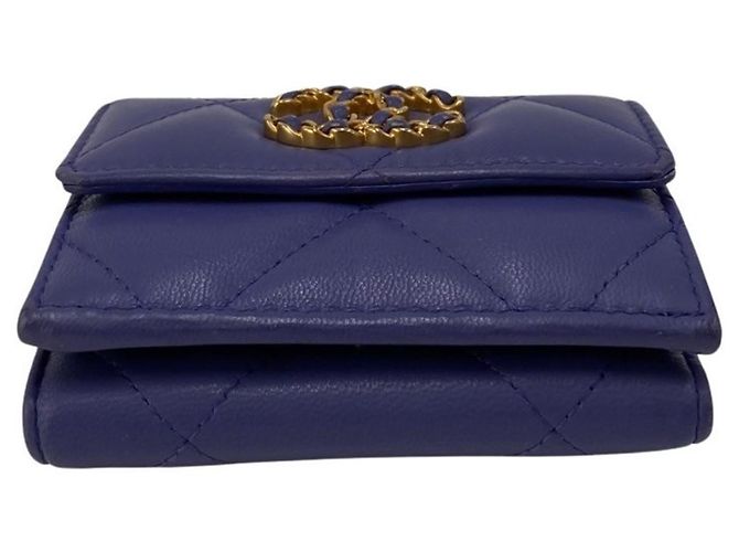 Cartera trifold de piel de cordero acolchada Chanel 19 Púrpura - vista 6