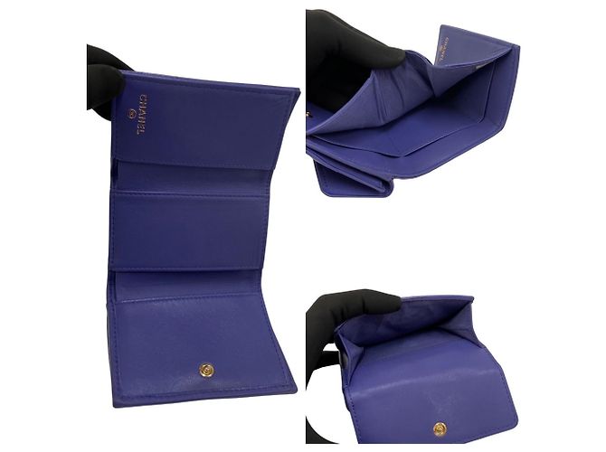 Cartera trifold de piel de cordero acolchada Chanel 19 Púrpura - vista 8