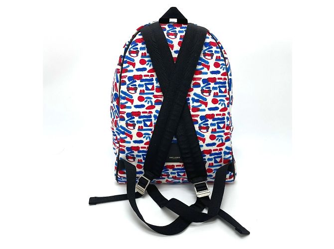 Saint Laurent Multi Allover Pattern Backpack White Red Blue - view 2