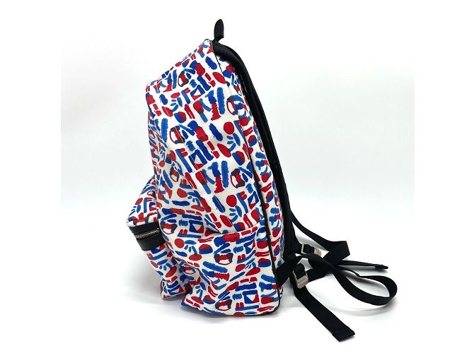 Saint Laurent Multi Allover Pattern Backpack White Red Blue - view 3