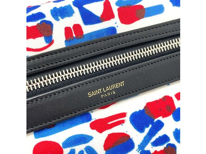 Saint Laurent Multi Allover Pattern Backpack White Red Blue - view 4