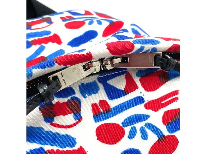 Saint Laurent Multi Allover Pattern Backpack White Red Blue - view 6