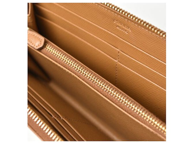 Prada Saffiano Metall Bi-Fold Geldbörse Braun - Ansicht 5
