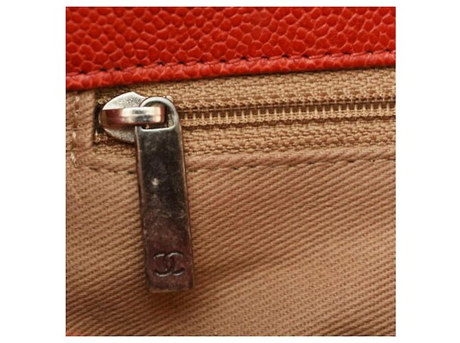 Borsa a spalla in pelle caviar rossa Chanel Rosso - vista 13