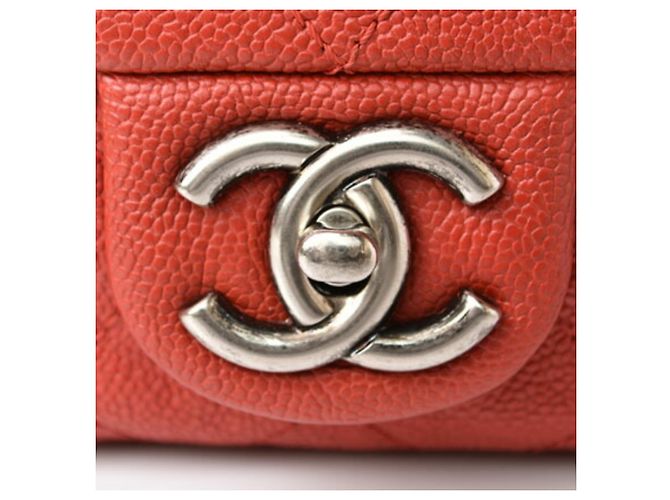 Borsa a spalla in pelle caviar rossa Chanel Rosso - vista 6