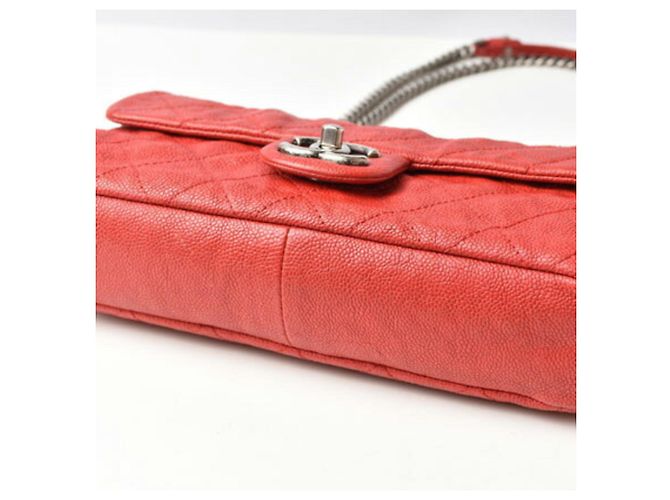 Borsa a spalla in pelle caviar rossa Chanel Rosso - vista 7
