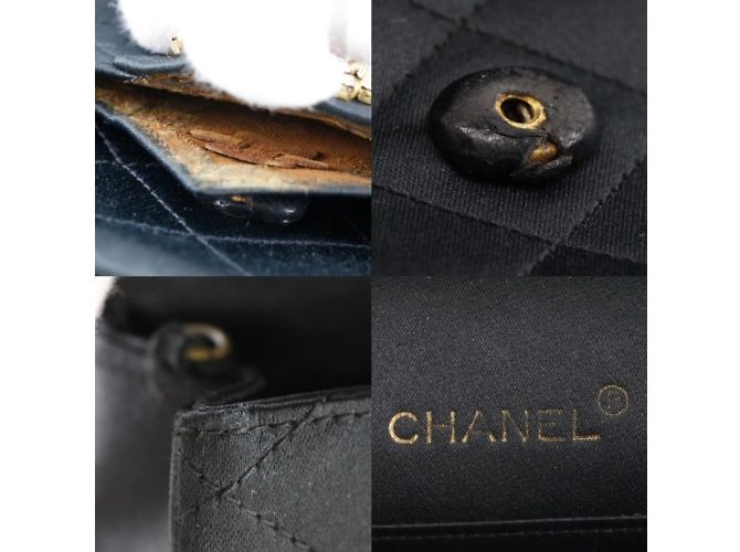 Borsa a spalla in satin Chanel Nero - vista 6