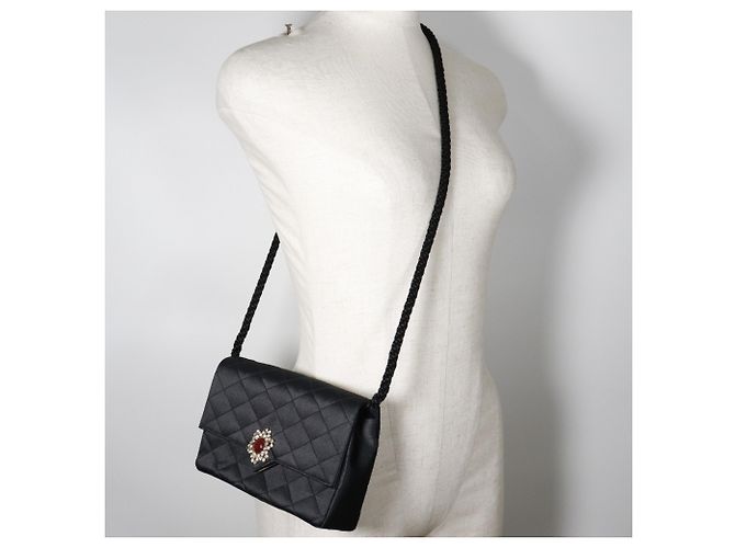 Borsa a spalla in satin Chanel Nero - vista 8