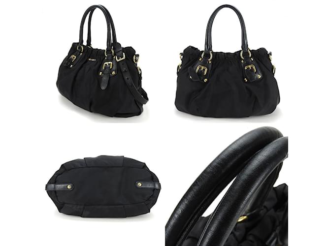 Borsa a mano Prada nera in nylon e pelle Nero - vista 2