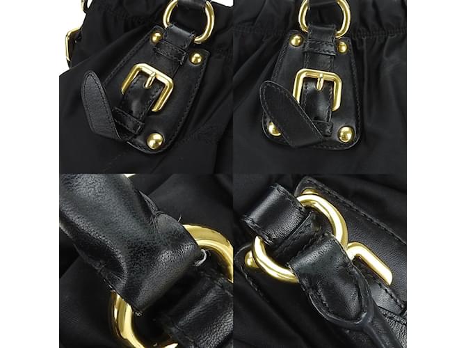Borsa a mano Prada nera in nylon e pelle Nero - vista 4